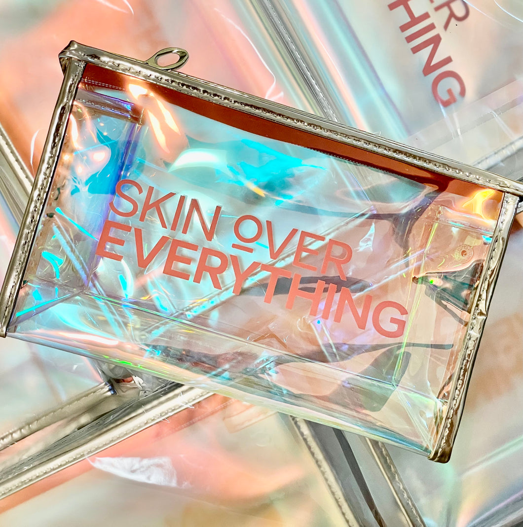 Skin Over Everything gift bag for makeup and skincare product. This cosmetics make up case is good for traveling.